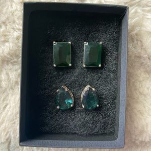 Faux Sapphire and Emerald large stud set